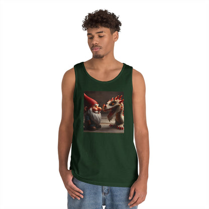 Camiseta de tirantes | Unisex | Algodón grueso | Fantasía Mitológica | Gnomo y Dragón