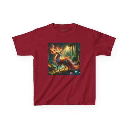 T-Shirt | Koszulka dziecięca | Ciężka bawełna | Mistyczna fantazja | Ognisty jeleń