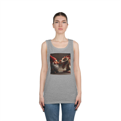 Camiseta de tirantes | Unisex | Algodón grueso | Fantasía Mitológica | Gnomo y Dragón