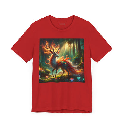 T-shirt | Unisex | Maglietta in jersey | Manica corta | Mitologia Fantastica | Cervo di Fuoco