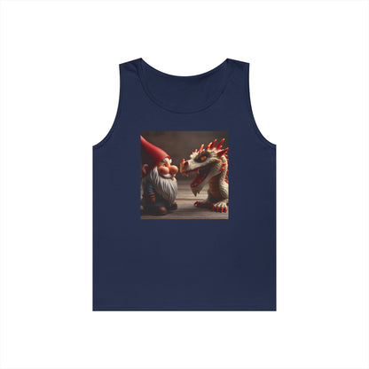 Camiseta de tirantes | Unisex | Algodón grueso | Fantasía Mitológica | Gnomo y Dragón