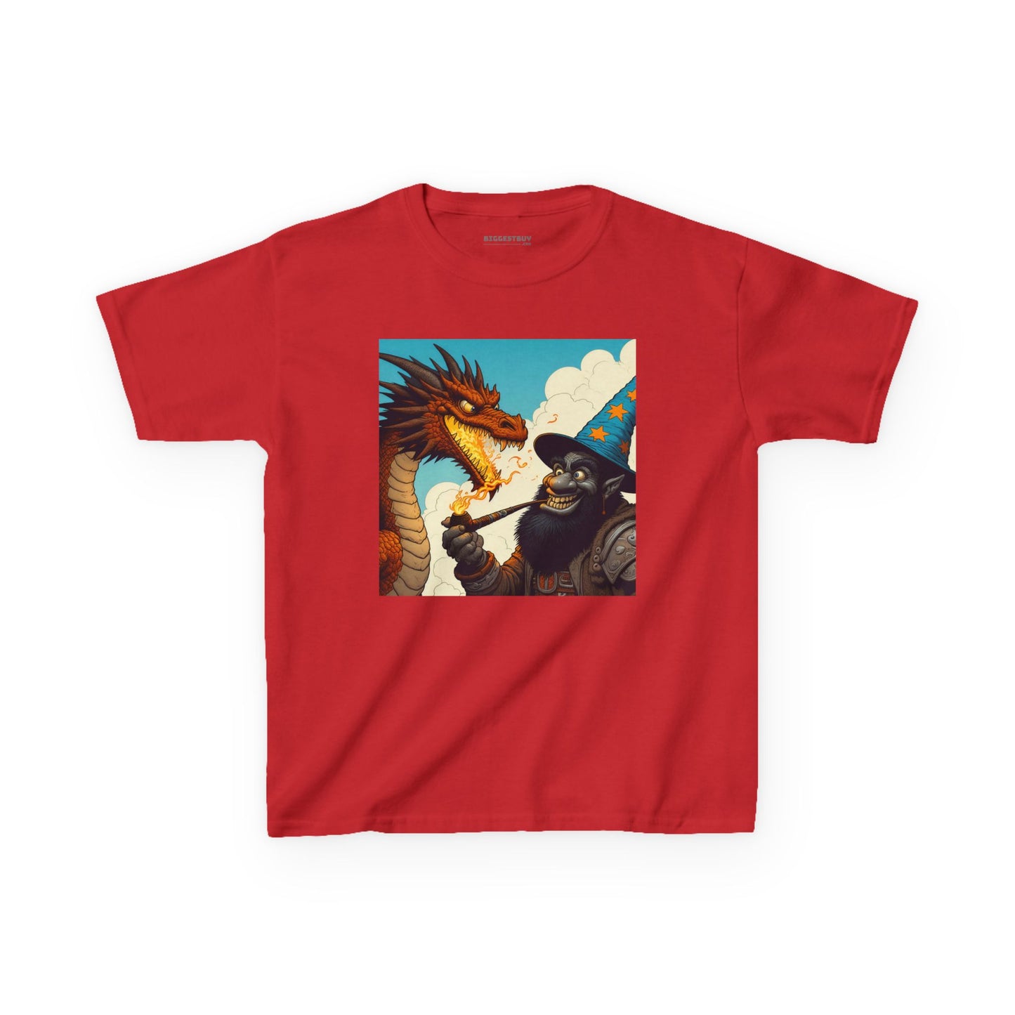 Camiseta | Camiseta Infantil | Algodão Pesado | Fantasia Épica | Duelo de Magia | Dragão