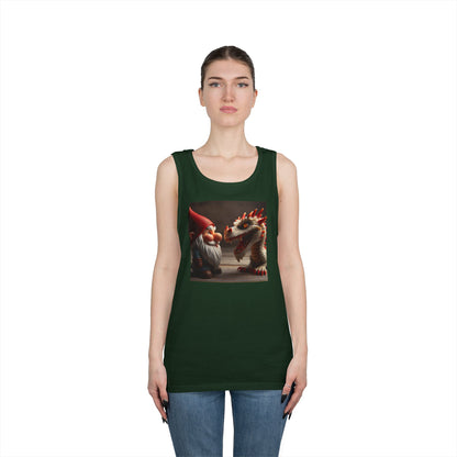Camiseta de tirantes | Unisex | Algodón grueso | Fantasía Mitológica | Gnomo y Dragón