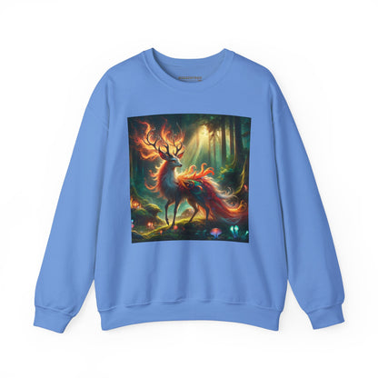 Bluza dresowa | Unisex | Okrągły dekolt | Gruba mieszanka | Mistyczna fantazja | Ognisty jeleń