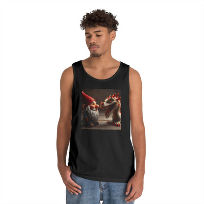 Camiseta de tirantes | Unisex | Algodón grueso | Fantasía Mitológica | Gnomo y Dragón