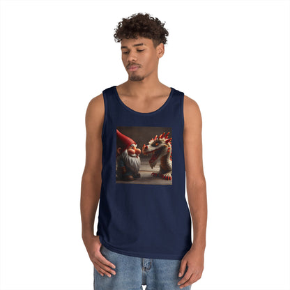 Camiseta de tirantes | Unisex | Algodón grueso | Fantasía Mitológica | Gnomo y Dragón