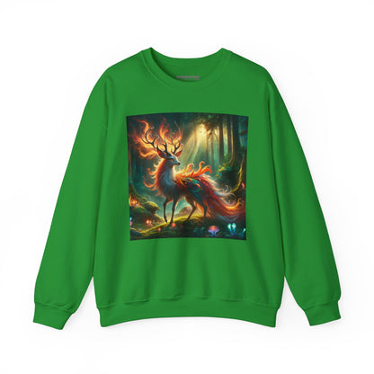 Bluza dresowa | Unisex | Okrągły dekolt | Gruba mieszanka | Mistyczna fantazja | Ognisty jeleń