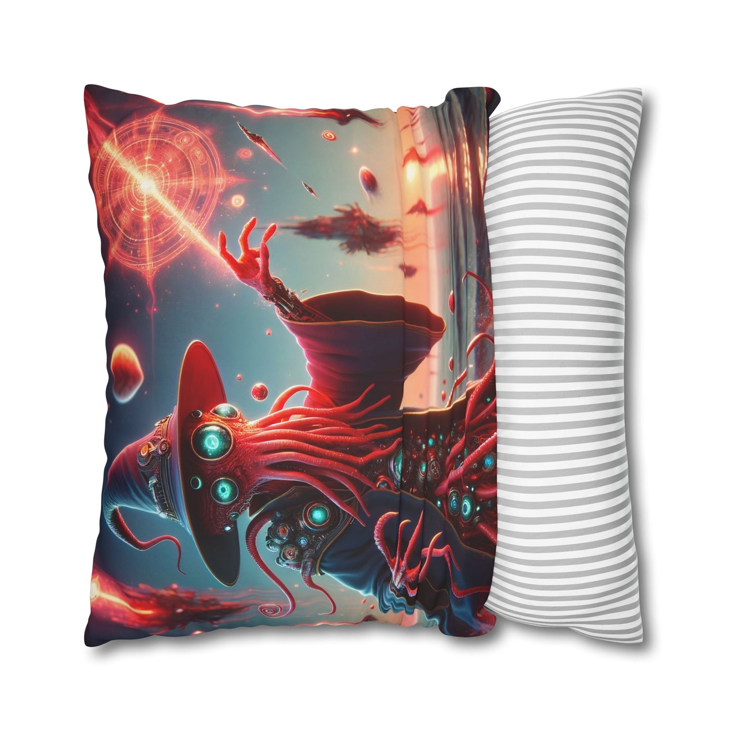 Kussensloop | Vierkant | Polyester canvas | Lovecraftiaanse Horror | Illithid