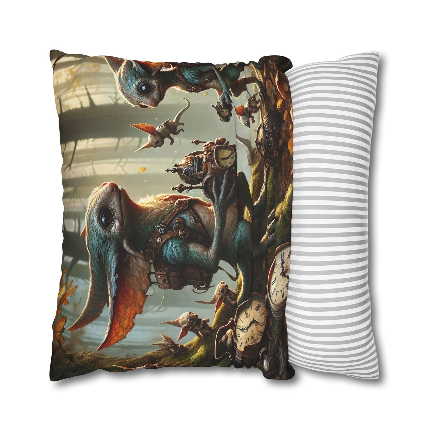 Kussensloop | Vierkant | Polyester canvas | Steampunk Feeën | Boswachters