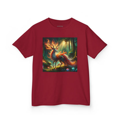 T-Shirt | Koszulka dziecięca | Ciężka bawełna | Mistyczna fantazja | Ognisty jeleń