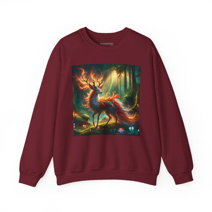 Bluza dresowa | Unisex | Okrągły dekolt | Gruba mieszanka | Mistyczna fantazja | Ognisty jeleń