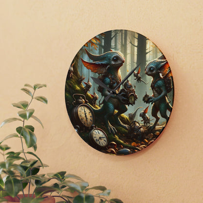 Wandklok | Acryl | Rond of vierkant | Steampunk Feeën | Boswachters