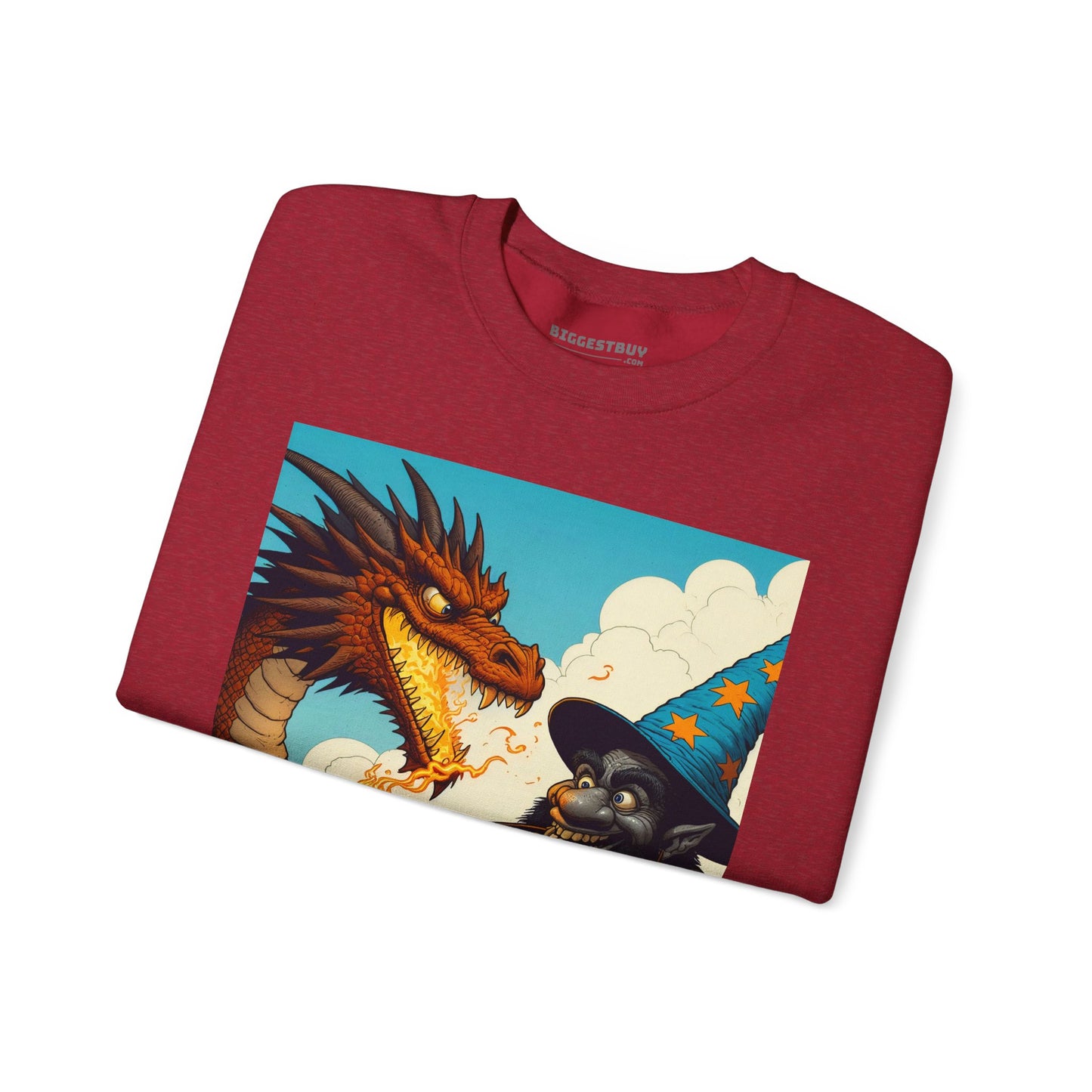 Bluza dresowa | Unisex | Okrągły dekolt | Gruba mieszanka | Heroiczne fantasy | Smok i czarodziej