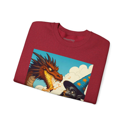Bluza dresowa | Unisex | Okrągły dekolt | Gruba mieszanka | Heroiczne fantasy | Smok i czarodziej
