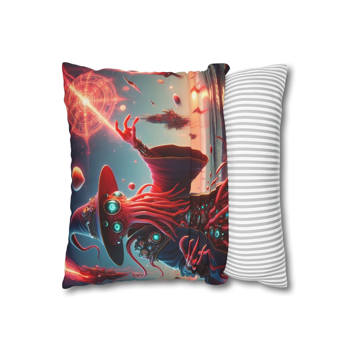 Kussensloop | Vierkant | Polyester canvas | Lovecraftiaanse Horror | Illithid