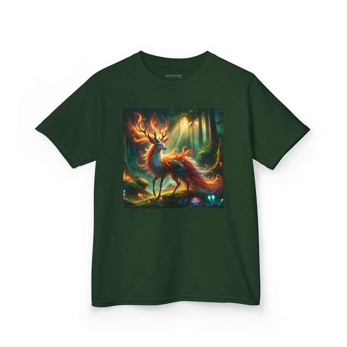 T-Shirt | Koszulka dziecięca | Ciężka bawełna | Mistyczna fantazja | Ognisty jeleń