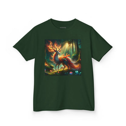 T-Shirt | Koszulka dziecięca | Ciężka bawełna | Mistyczna fantazja | Ognisty jeleń