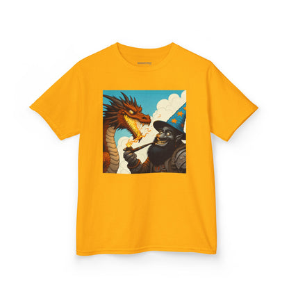 Camiseta | Camiseta Infantil | Algodão Pesado | Fantasia Épica | Duelo de Magia | Dragão