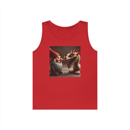 Camiseta de tirantes | Unisex | Algodón grueso | Fantasía Mitológica | Gnomo y Dragón