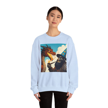 Bluza dresowa | Unisex | Okrągły dekolt | Gruba mieszanka | Heroiczne fantasy | Smok i czarodziej