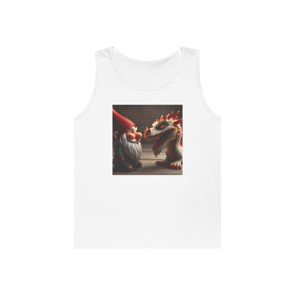 Camiseta de tirantes | Unisex | Algodón grueso | Fantasía Mitológica | Gnomo y Dragón