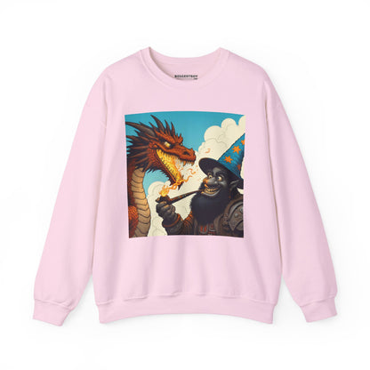 Bluza dresowa | Unisex | Okrągły dekolt | Gruba mieszanka | Heroiczne fantasy | Smok i czarodziej