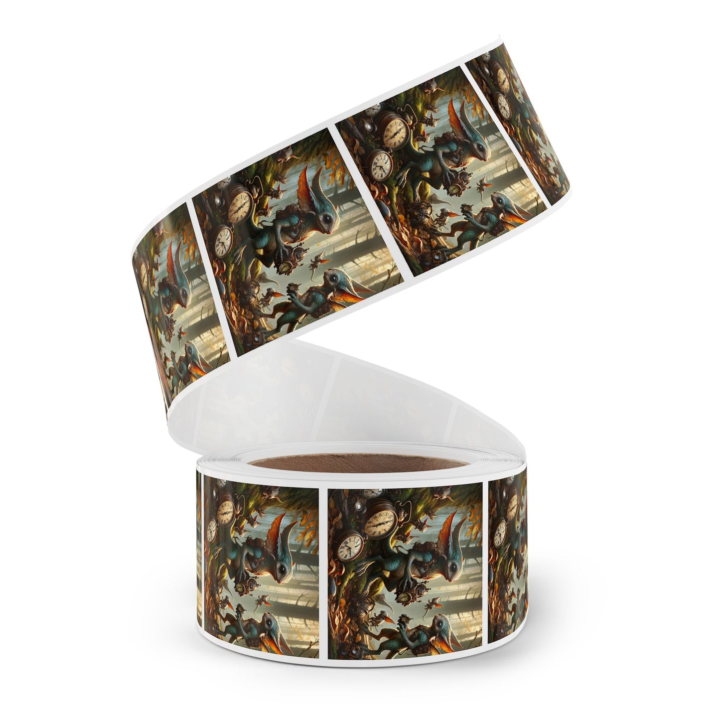 Stickerlabelrol | Vierkant | Steampunk Feeën | Boswachters