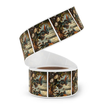 Stickerlabelrol | Vierkant | Steampunk Feeën | Boswachters