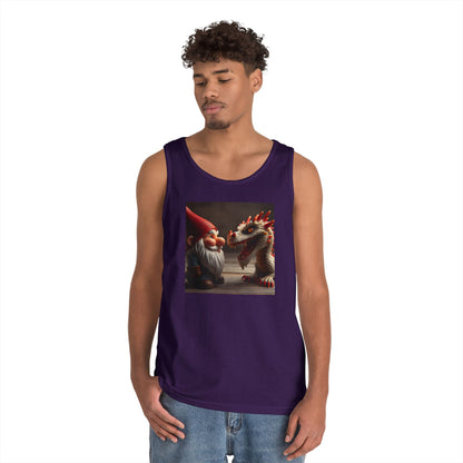 Camiseta de tirantes | Unisex | Algodón grueso | Fantasía Mitológica | Gnomo y Dragón