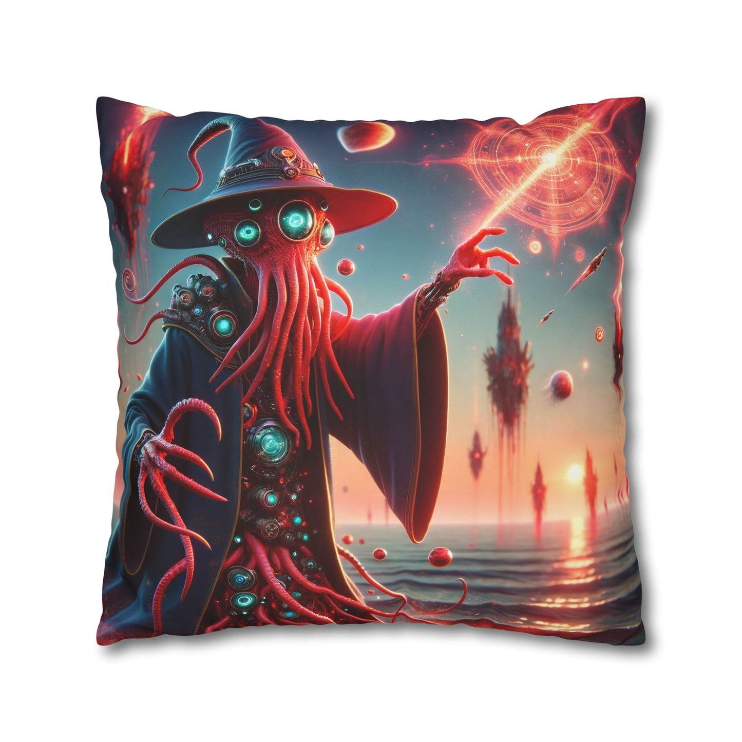 Kussensloop | Vierkant | Polyester canvas | Lovecraftiaanse Horror | Illithid