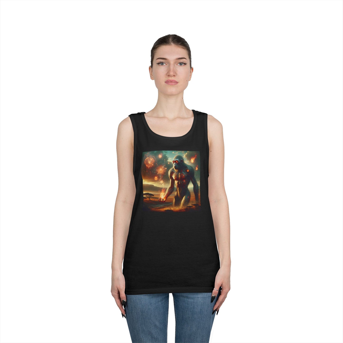 Tank Top | Unisex | Katun Tebal | Mitos Titan Api | Dewa Primordial