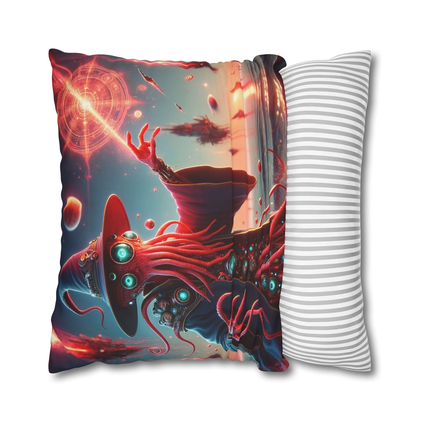 Kussensloop | Vierkant | Polyester canvas | Lovecraftiaanse Horror | Illithid