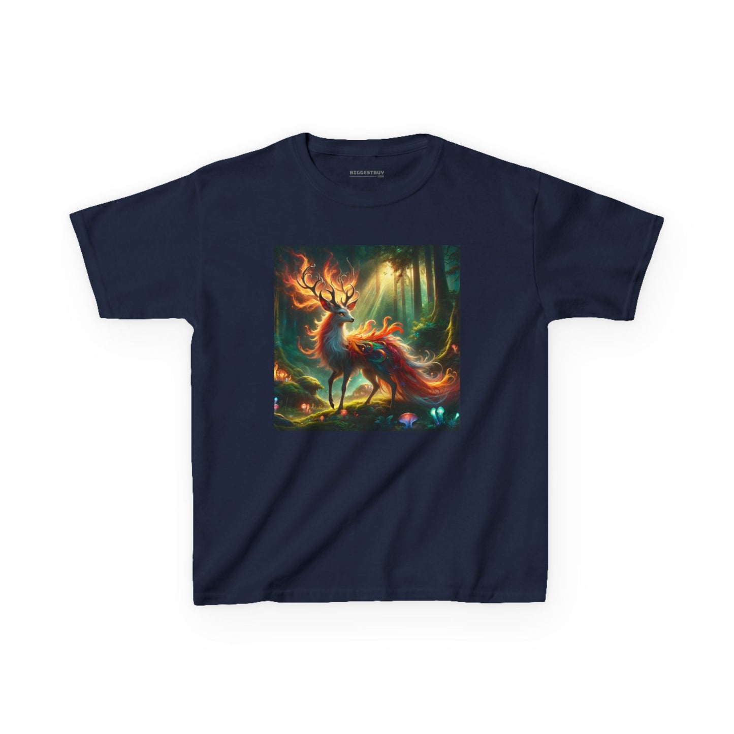 T-Shirt | Koszulka dziecięca | Ciężka bawełna | Mistyczna fantazja | Ognisty jeleń