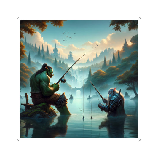Naklejka | Kwadratowy | Fantasy międzyrasowe | Orc i krasnolud