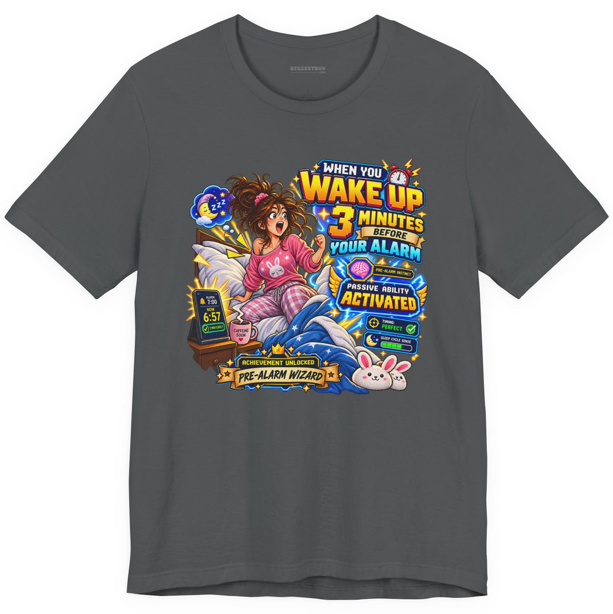 Alarm Nightmare - Classic Jersey Tee in Asphalt, front view