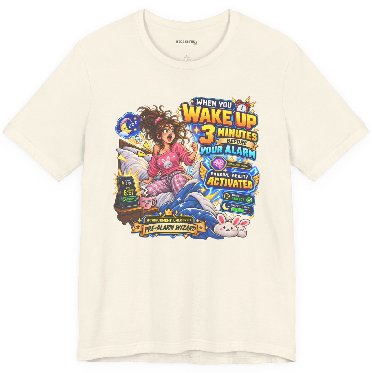 Alarm Nightmare - Classic Jersey Tee in Natural, front view