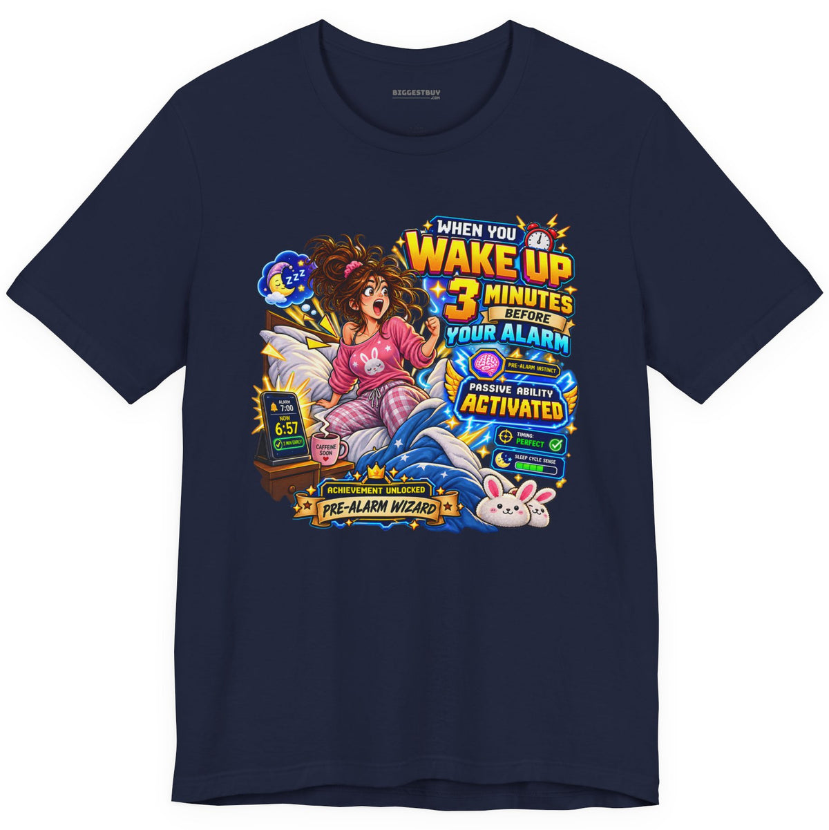Alarm Nightmare - Classic Jersey Tee in Navy, front view
