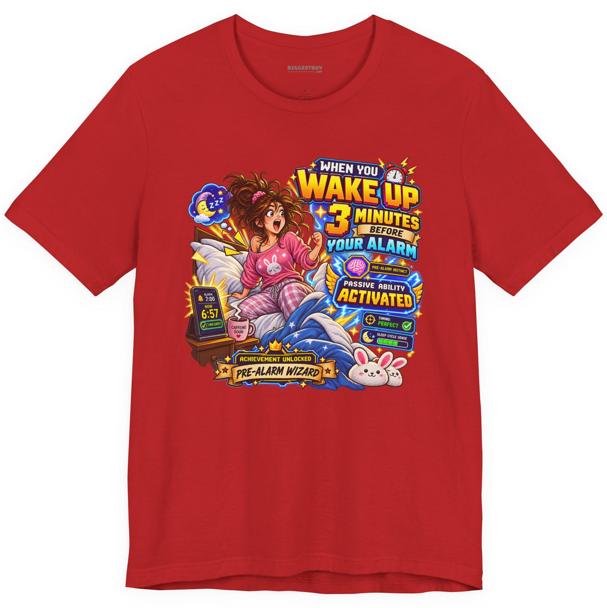 Alarm Nightmare - Classic Jersey Tee in Red, front view