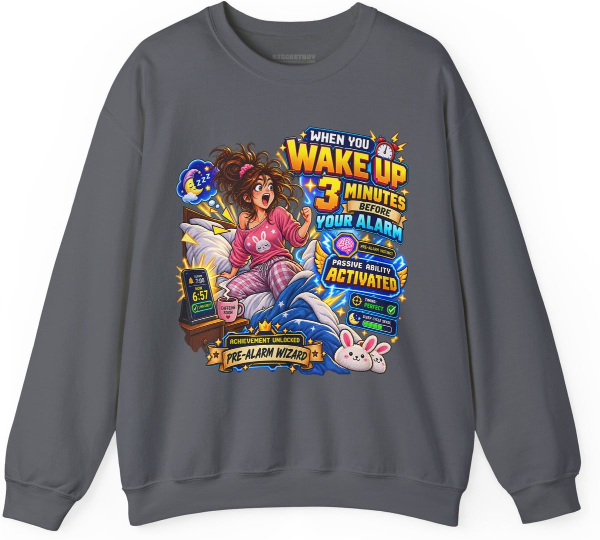 Alarm Nightmare - Crewneck Sweatshirt in Charcoal, front view