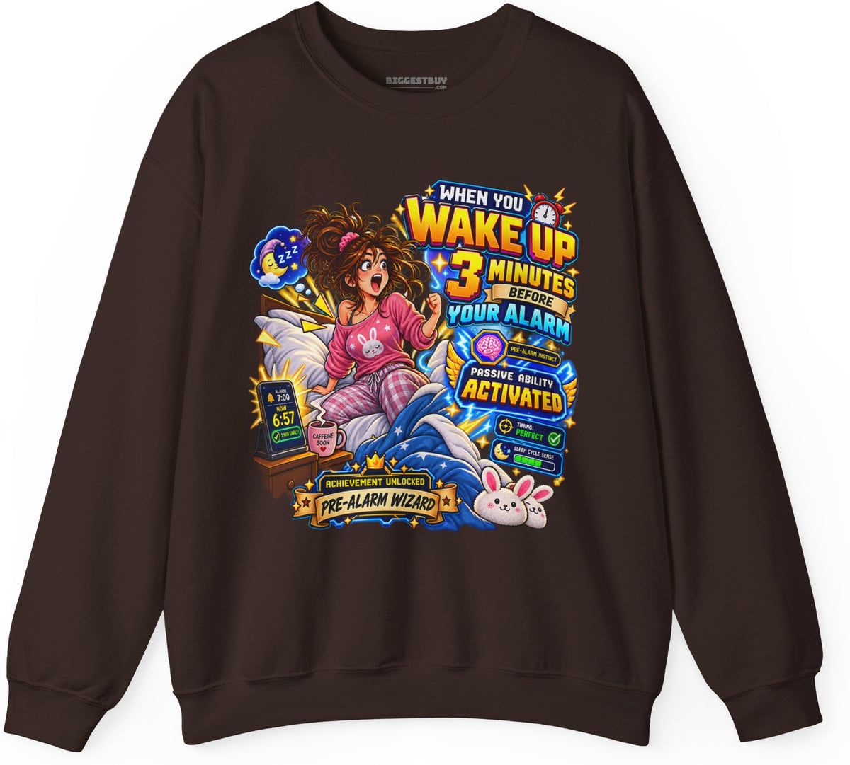 Alarm Nightmare - Crewneck Sweatshirt in Dark Chocolate, front view