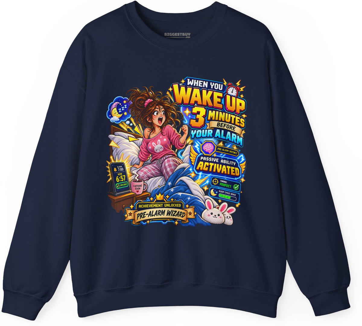 Alarm Nightmare - Crewneck Sweatshirt in Navy, front view