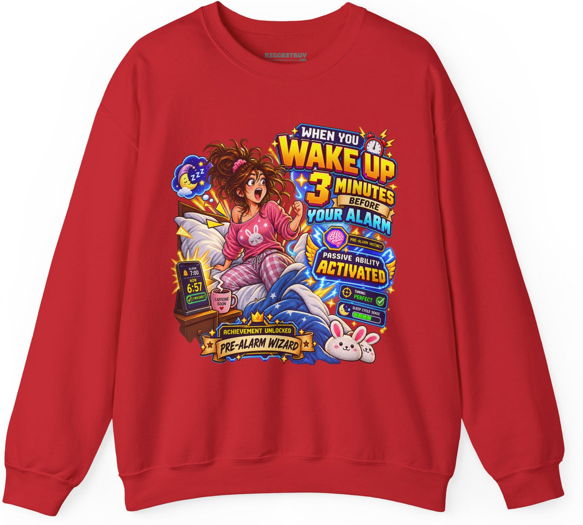 Alarm Nightmare - Crewneck Sweatshirt in Red, front view