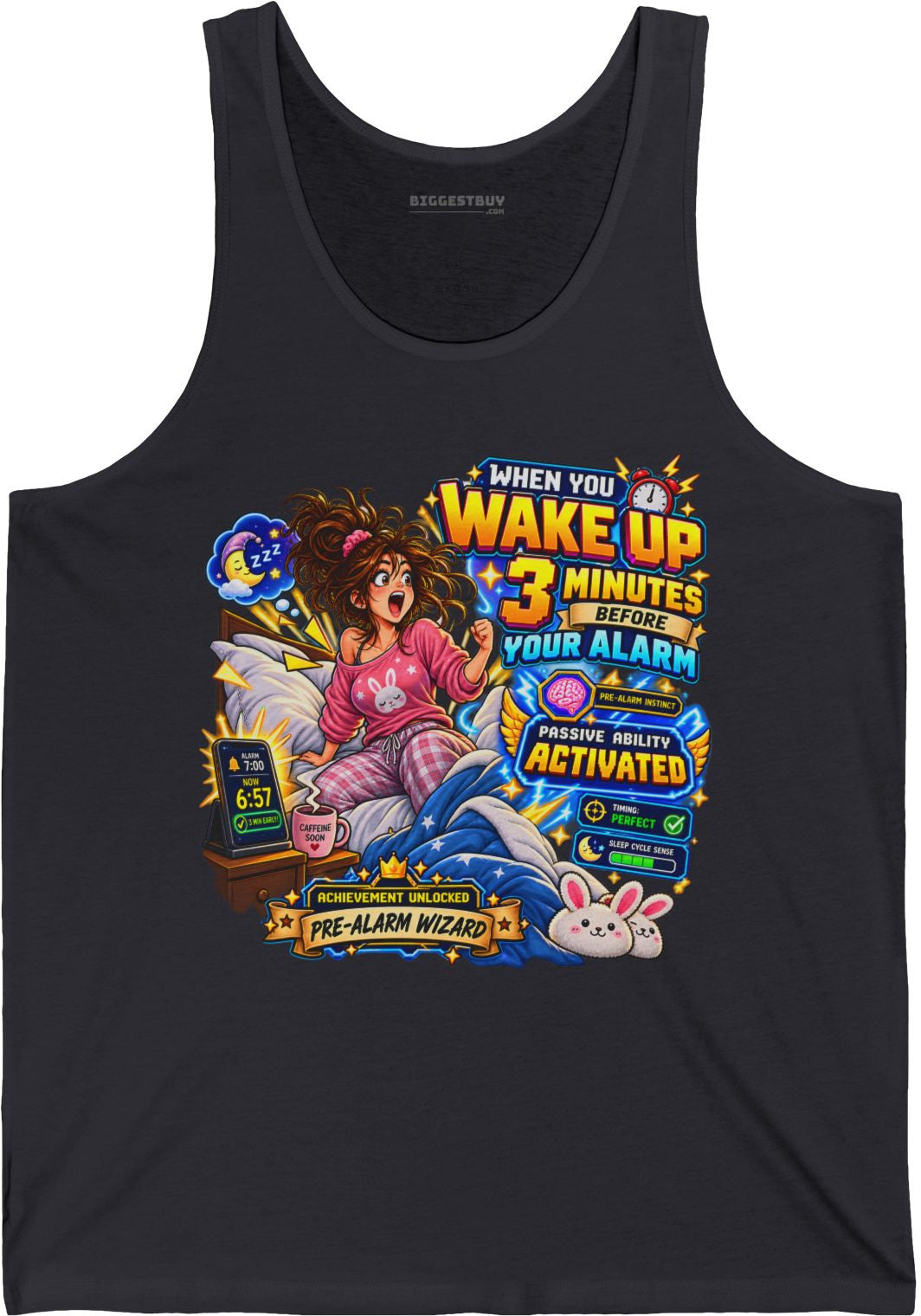 Alarm Nightmare - Jersey Tank Top in Dark Grey, front view
