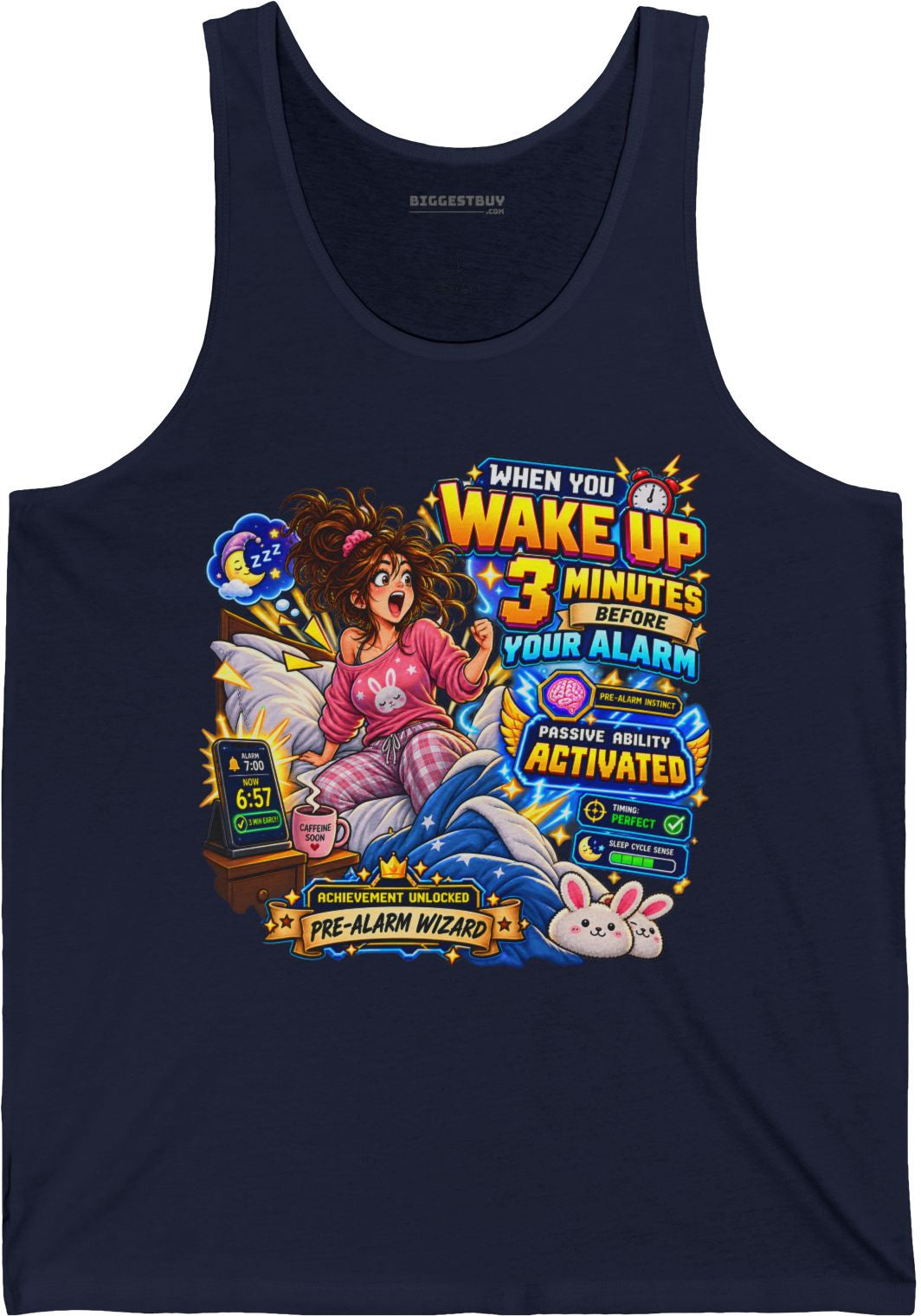 Alarm Nightmare - Jersey Tank Top in Navy, front view