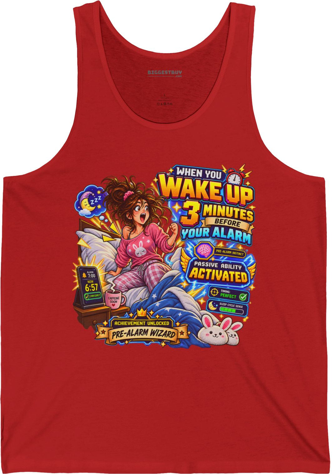 Alarm Nightmare - Jersey Tank Top in Red, front view