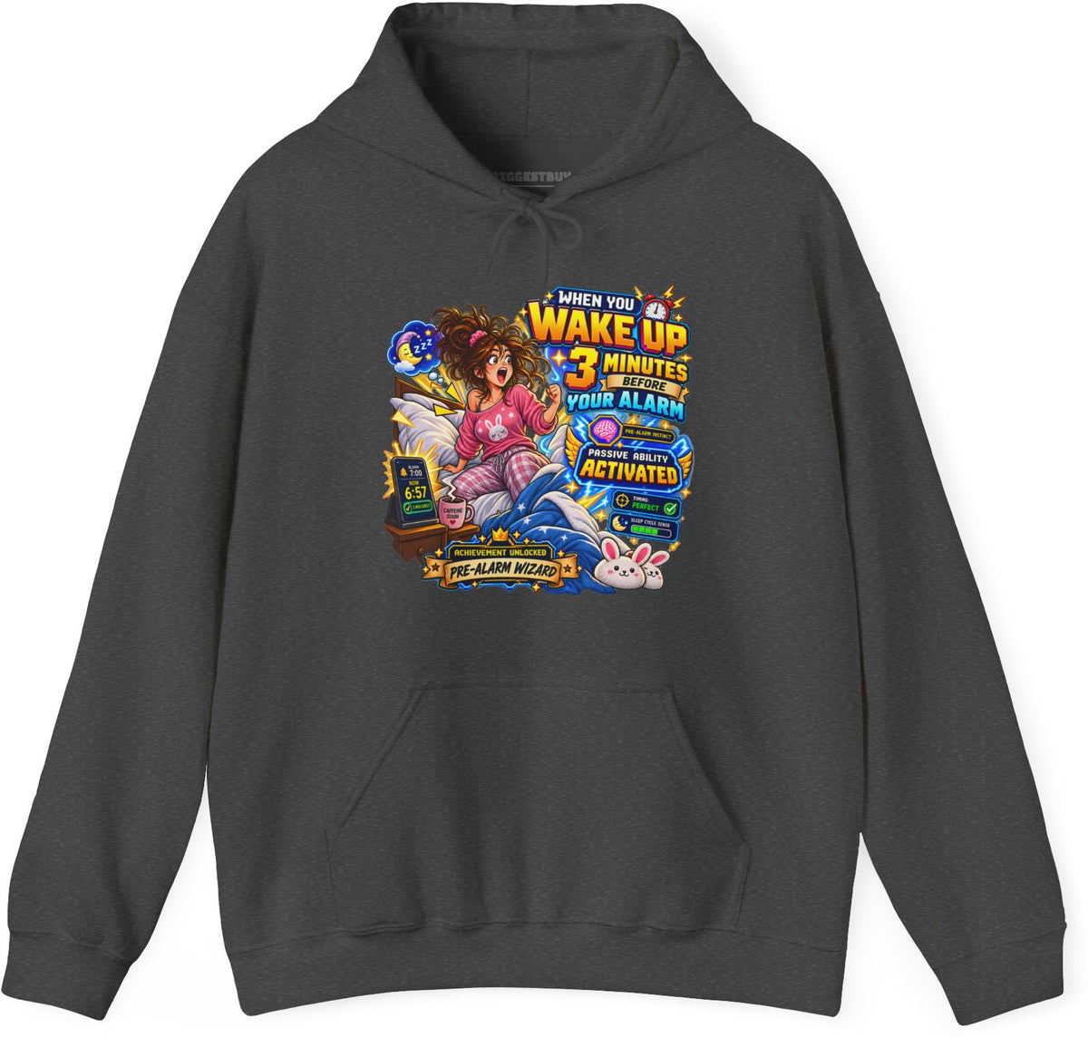 Alarm Nightmare - Pullover Hoodie in Dark Heather, front view