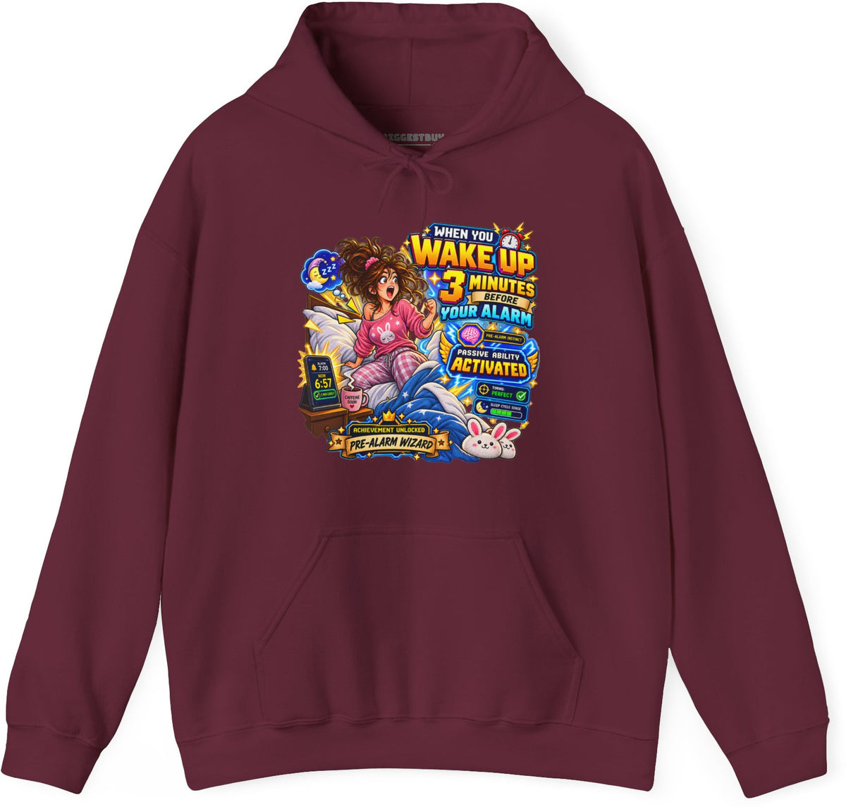 Alarm Nightmare - Pullover Hoodie in Maroon, front view