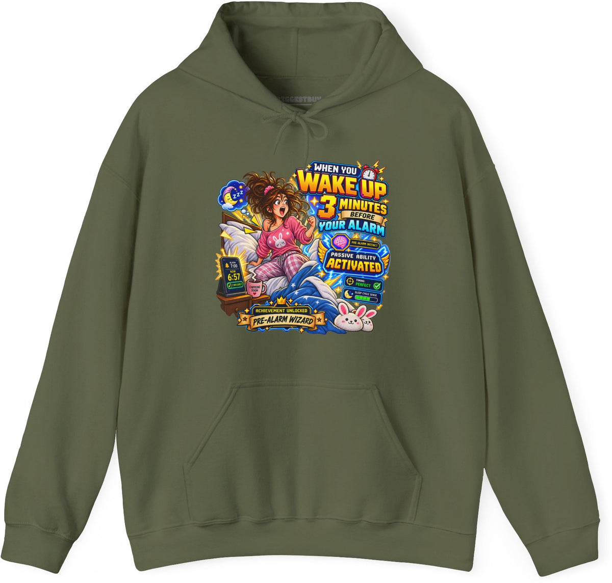 Alarm Nightmare - Pullover Hoodie in Military Green, front view