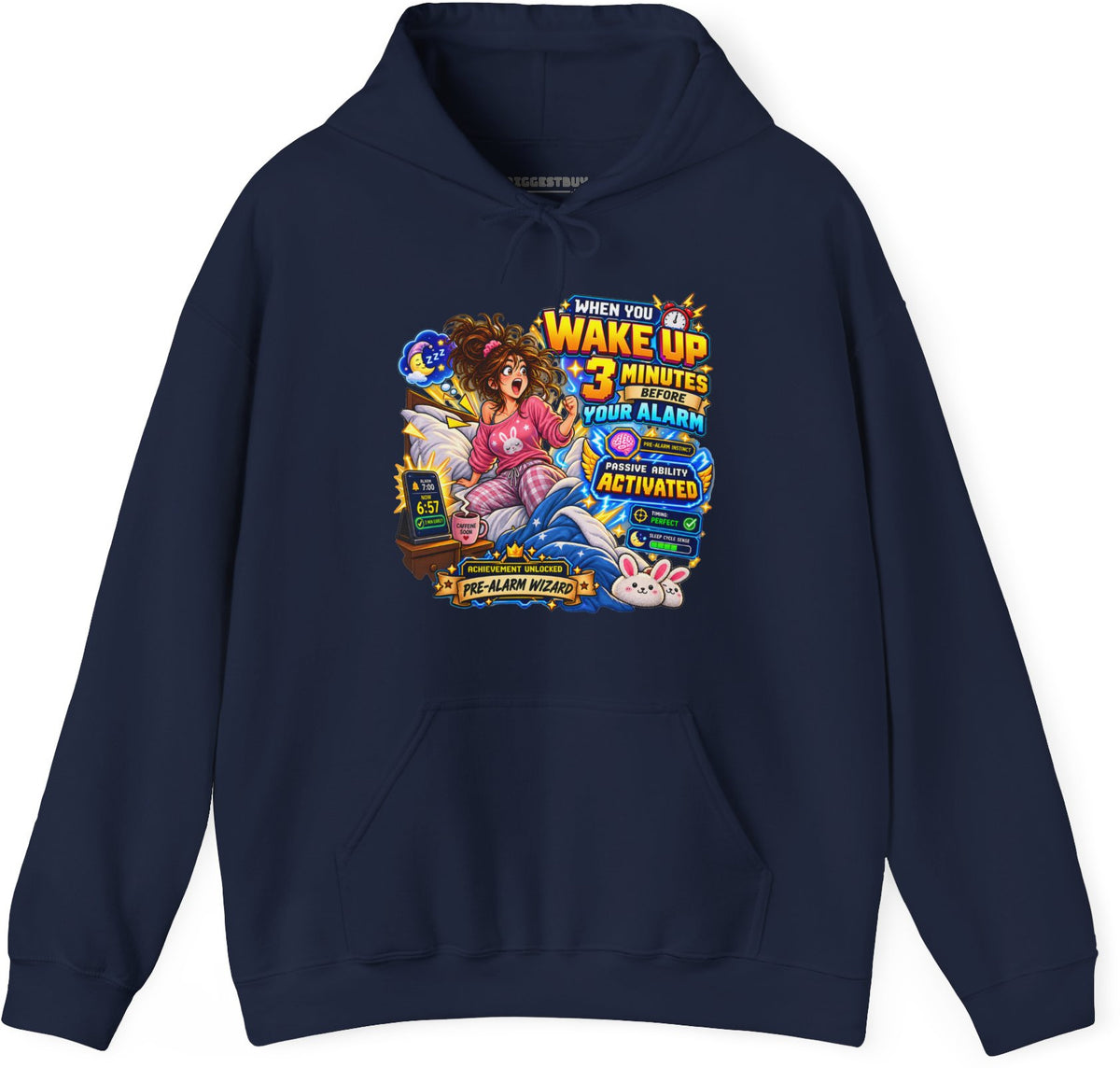 Alarm Nightmare - Pullover Hoodie in Navy, front view