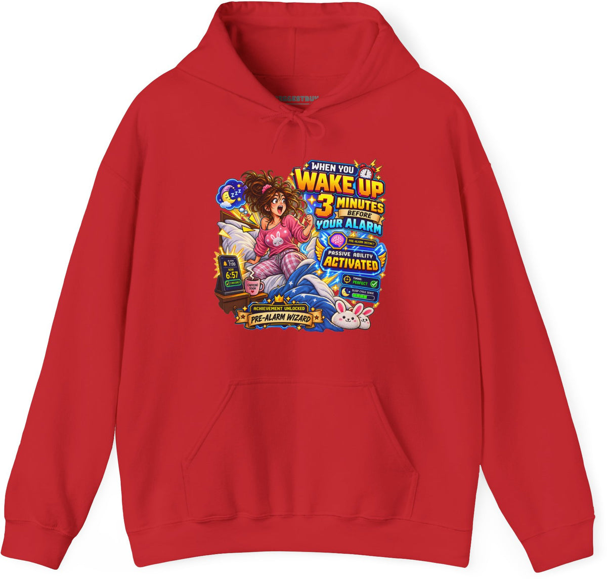 Alarm Nightmare - Pullover Hoodie in Red, front view